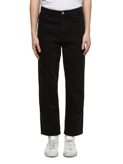 Shop Raf Simons Logo Patch Cropped Jeans In Black