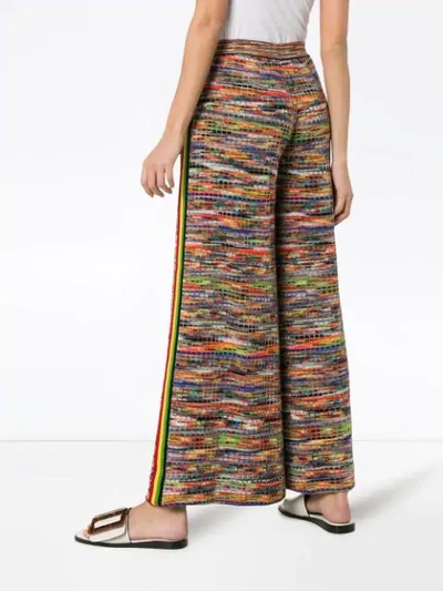 Shop Missoni Striped Wide Leg Wool Trousers In Green