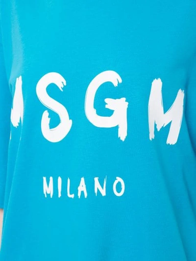 Shop Msgm Logo T-shirt Dress In Blue
