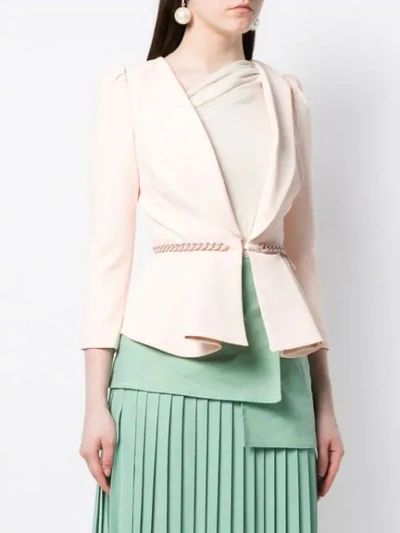 Shop Elisabetta Franchi Belted Blazer Jacket In Pink