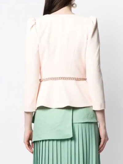 Shop Elisabetta Franchi Belted Blazer Jacket In Pink