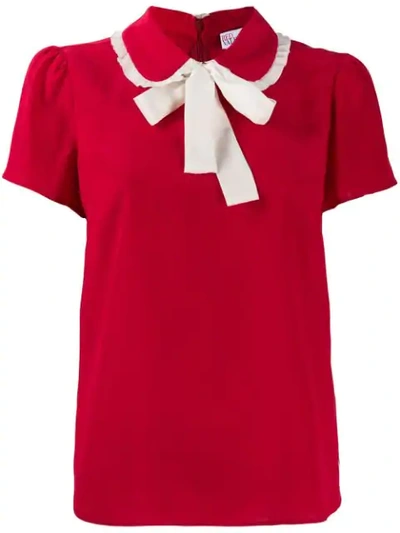 Shop Red Valentino Collar Bow Top In Red