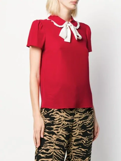 Shop Red Valentino Collar Bow Top In Red