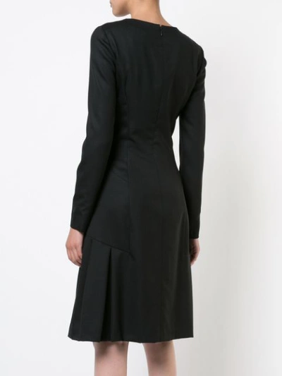 Shop Carolina Herrera Long-sleeve Flared Dress - Black