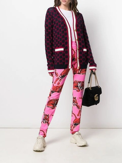 Shop Gucci Tiger Print Skinny Jeans In Pink