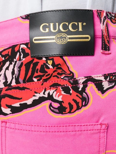 GUCCI TIGER PRINT SKINNY JEANS - 粉色