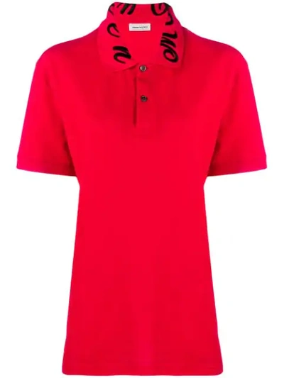 Shop Alexander Mcqueen Logo-collar Polo Shirt In Red