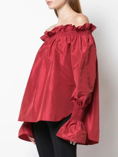 Shop Adam Lippes Off-the-shoulder Blouse In Red
