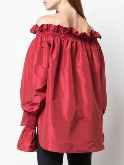 Shop Adam Lippes Off-the-shoulder Blouse In Red