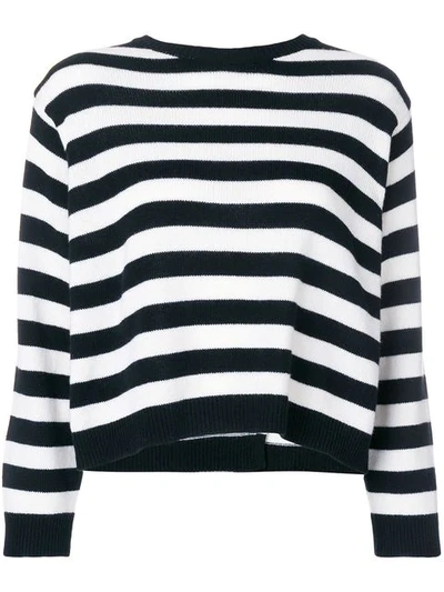 Shop Valentino Striped Bow Sweater In Black