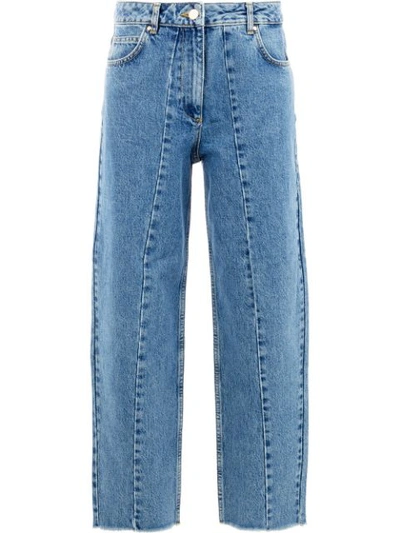 Shop Aalto Cropped Wide-leg Trousers - Blue