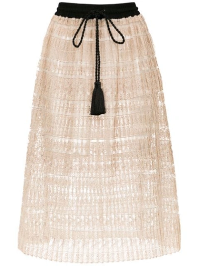 Shop À La Garçonne Lace Midi Skirt In Neutrals