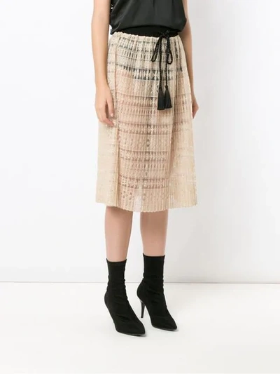 Shop À La Garçonne Lace Midi Skirt In Neutrals