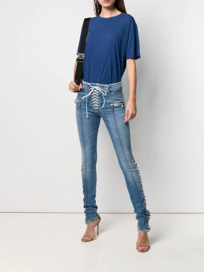 Shop Ben Taverniti Unravel Project Lace-up Detailed Jeans In Blue