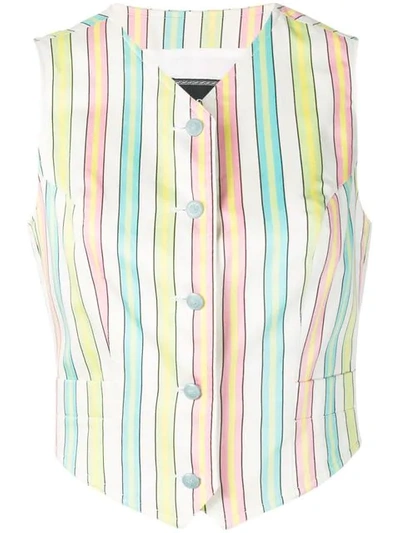 Pre-owned Versace 1990's Candystripe Waistcoat In White