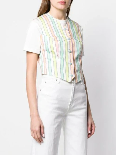 Pre-owned Versace 1990's Candystripe Waistcoat In White