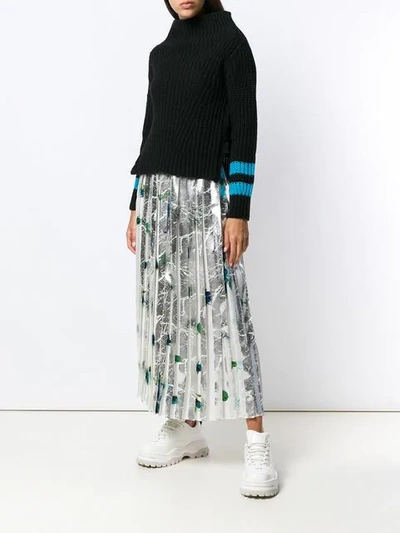 Shop Msgm Striped Sleeve Jumper In Black