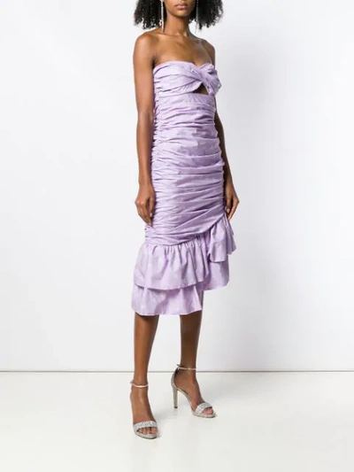 Shop Vivetta Strapless Ruffle Dress In Purple