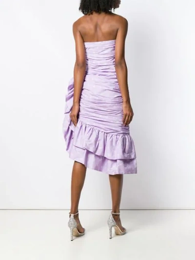 Shop Vivetta Strapless Ruffle Dress In Purple