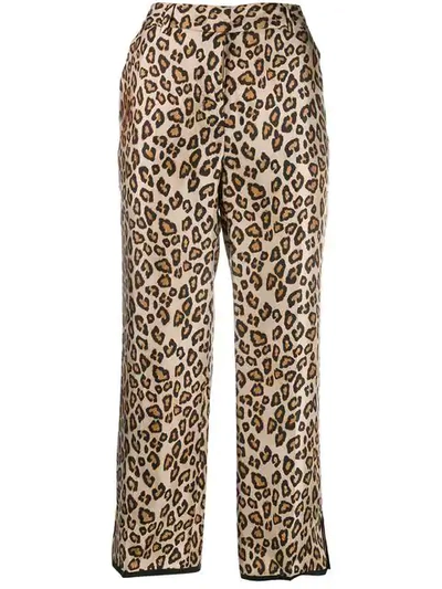 Shop Alberto Biani Leopard Print Trousers - Brown