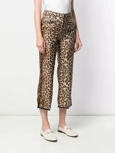 Shop Alberto Biani Leopard Print Trousers - Brown