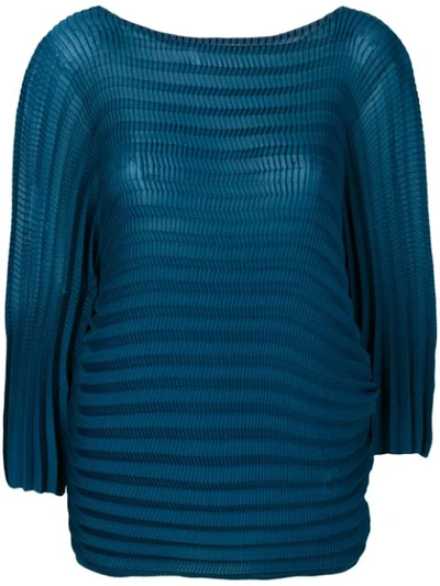 Shop Issey Miyake Gerippter Pullover - Blau In Blue