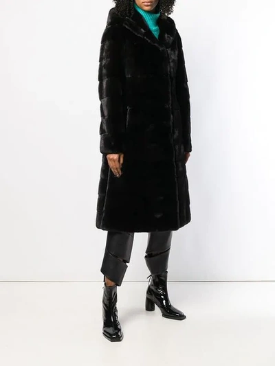Shop Liska Valencia Hooded Coat In Black
