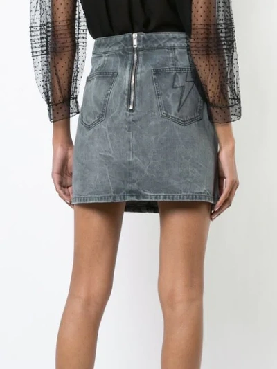 Shop Givenchy Panelled Denim Mini Skirt In Grey