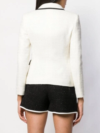 Shop Boutique Moschino Textured Tweed Jacket In White