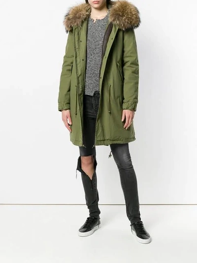 Shop Mr & Mrs Italy Fur-trim Parka Coat In C2-c1150 Green