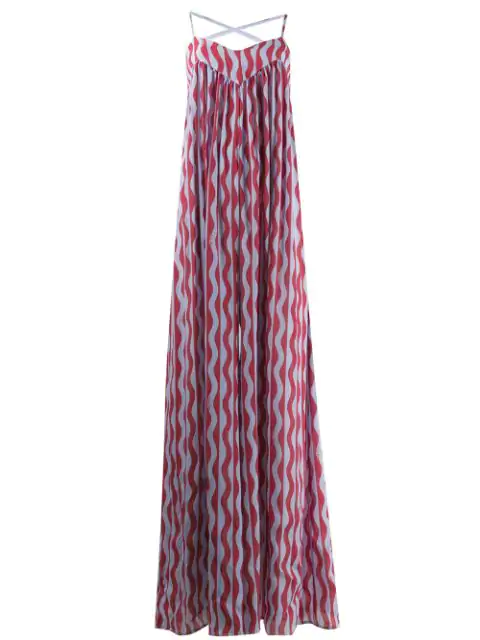 red patterned jumpsuit