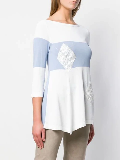 Shop D-exterior Colour Block Sweater In Blue
