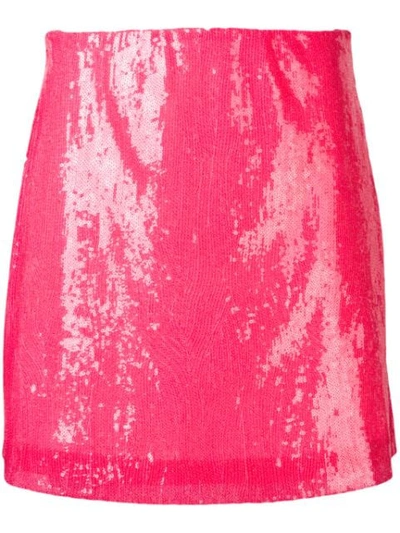 Shop Alberta Ferretti Fuchsia Sequin Skirt In Pink