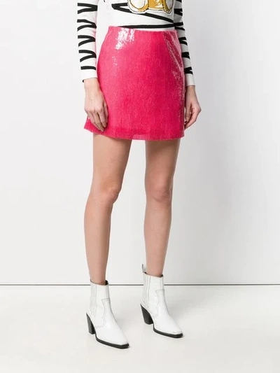 Shop Alberta Ferretti Fuchsia Sequin Skirt In Pink