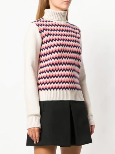 Shop Apc Chevron Knit Sweater In Neutrals