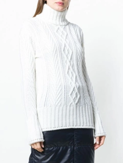 Shop Thom Browne Rwb-detailed Cable Knit Jumper In White