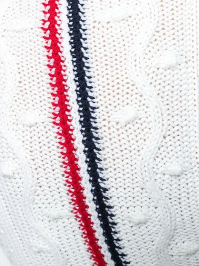 Shop Thom Browne Rwb-detailed Cable Knit Jumper In White