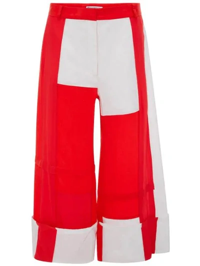 Shop Jw Anderson Exclusive Pillarbox Red Patchwork Panelled Trousers