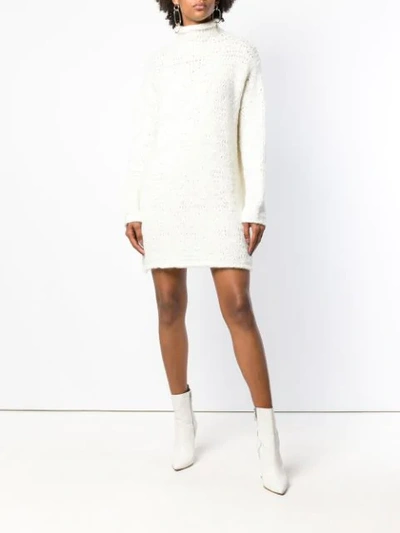 Shop Red Valentino Roll Neck Sweater Dress - White