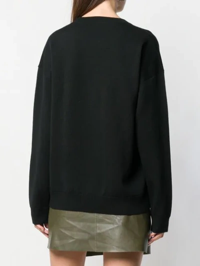 Shop Burberry Knitted Crest Jumper In Black