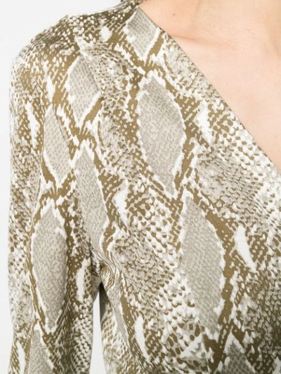 Shop Diane Von Furstenberg Python Print Wrap-front Dress In Neutrals