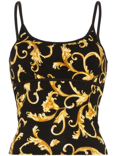 VERSACE BAROQUE PRINT VEST TOP - 黑色