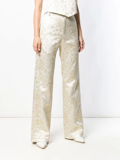 Shop Palomo Spain High Rise Flared Trousers In Neutrals