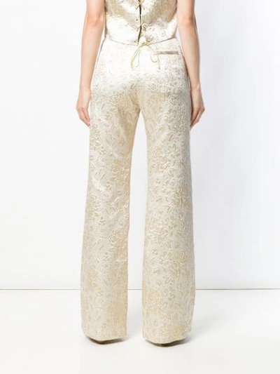 Shop Palomo Spain High Rise Flared Trousers In Neutrals