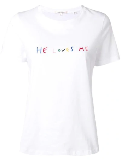 Shop Chinti & Parker He Loves Me T-shirt In White