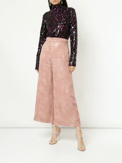 ROLAND MOURET HIGH WAISTED WIDE LEG TROUSERS - 粉色