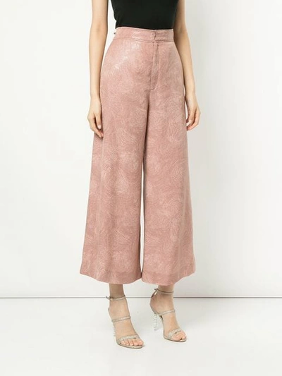 ROLAND MOURET HIGH WAISTED WIDE LEG TROUSERS - 粉色