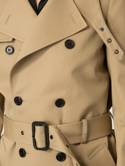 Shop Saint Laurent Short Double-breasted Coat In Neutrals
