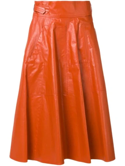 Shop Bottega Veneta Pleated A-line Skirt In Orange