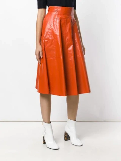 Shop Bottega Veneta Pleated A-line Skirt In Orange